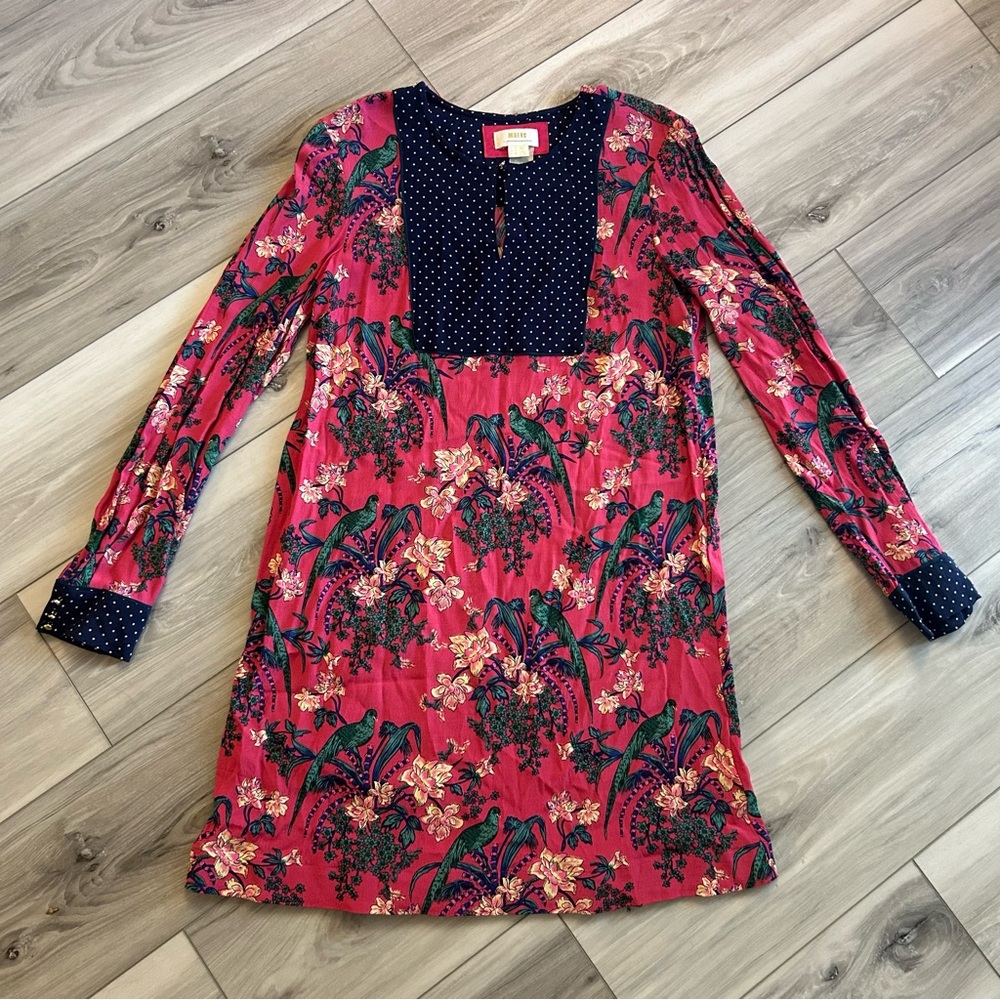 Maeve Anthropologie Dress Polka Dot Long Sleeve Floral Whimsical Gothic Size 6